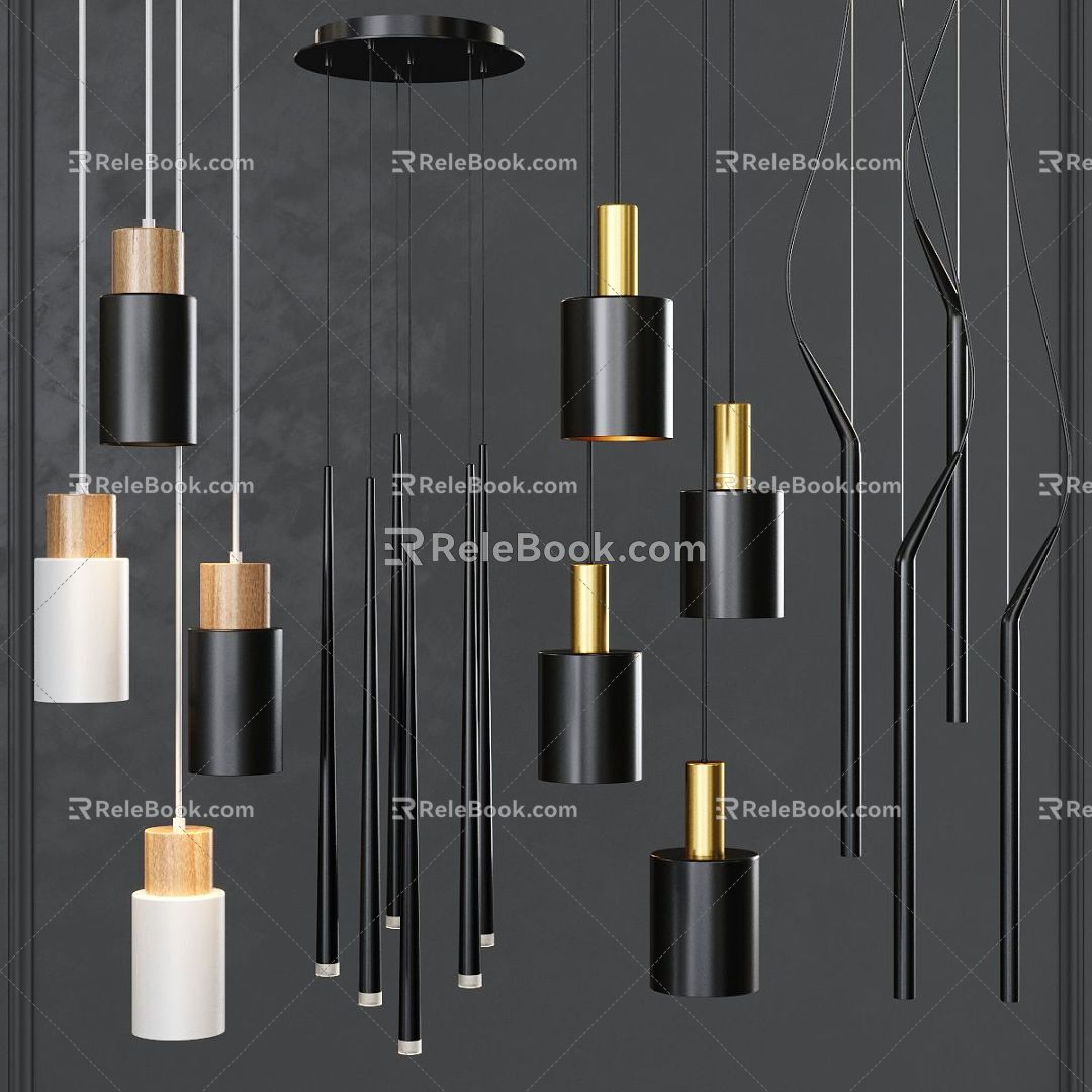 Chandelier Combination Lamp Chandelier Ceiling Lamp Fashion Simple Household Appliances Lighting Home Lampshade Art 3d model