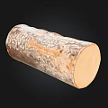 Natural Wooden Log Featuring Natural Bark Texture and Round Cross Section on Black Background