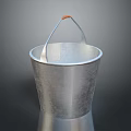 Practical Metal Bucket With Silver Body And Orange Handle For Home Daily Use