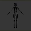 Game Character Light Blue Hair Dark Tight Suit Red Green Accents Standing Arms Outstretched Pose