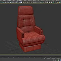 Brown Leather Single Chair With Button Tufted Backrest And Armrests Light Colored Base 3d model