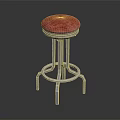 Stylish Contemporary Bar Stool With Pink Padded Seat And Metal Frame Design