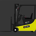 Yellow And Black Electric Forklift With Cab And Front Forks Design