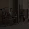 Traditional Wooden Single Chair With Cushion And Side Table In Natural Light Interior