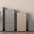 Various Styles Of Modern Refrigerators And Freezers In Neutral Colors Displayed In Row