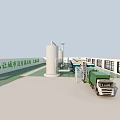 Industrial Equipment Production Line In Workshop With Conveyor Belt And Columns