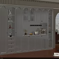 Modern White Wine Cabinet With Glass Doors Drawers And Decorative Lighting