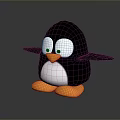Cute Cartoon Penguin Figure With Black Body White Belly And Orange Beak Feet