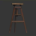 Vintage Wooden High Stool With Square Seat And Rustic Design Legs