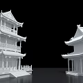 Traditional Chinese Ancient Architecture With Multi story Structure Curved Eaves And Wooden Railings
