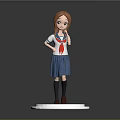 Cartoon Girl Character In Sailor Uniform With Brown Hair On White Base