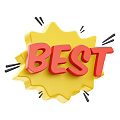 BEST Word In Red 3D Letters On Yellow Explosion Shape Background With Black Lines Decoration