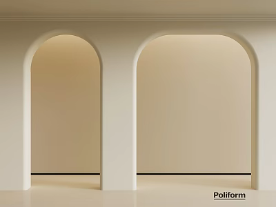 Minimalist Interior With Arched Doorways And Light Colored Walls Design 3d model