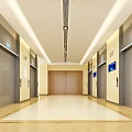 Modern Elevator Lobby Interior With 1F Signs Elevators And Display Screens 3d model
