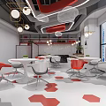 Modern pantry office two panoramic views 3d model