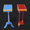 Stylish Decorative Side Tables In Blue And Red With Gold Accents For Home Living