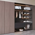 Modern Bedroom Wooden Wardrobe With Built In LED Light And Multi Functional Clothes Storage