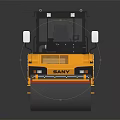 Yellow Construction Road Roller With Cab And Dual Rollers On Reflective Floor 3d model