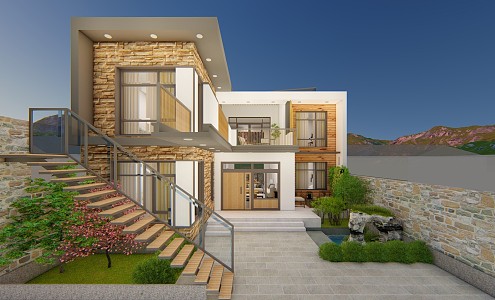 Modern houses, rural houses 3d model