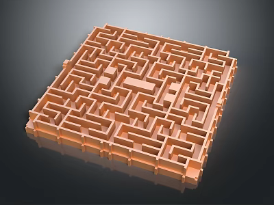 Geometric Architectural Maze Structure With Intricate Pathways And Square Design Elements 3d model