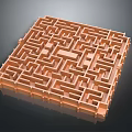 Geometric Architectural Maze Structure With Intricate Pathways And Square Design Elements