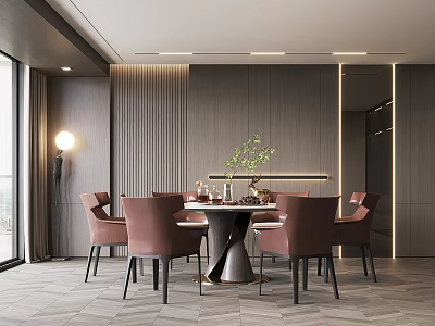 Modern Dining Table and Chair Combination 3d model