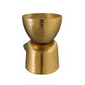 Stylish Golden Hammered Two Tiered Table And Chair Set For Modern Home Decor