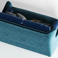 Modern Teal Two Seater Sofa With Decorative Pillows In Mixed Patterns 3d model