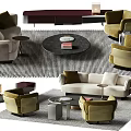 Modern Sofa Set With Armchairs Coffee Table Rug And Floor Lamp