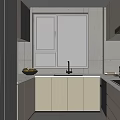 Modern Kitchen Interior Design With Light Colored Cabinets Window Sink And Sleek Countertop 3d model