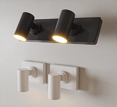Modern Minimalist Black and White Double Head Wall Lights Mounted on Wall 3d model