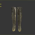Shiny Silver Long Leather Boots With Glossy Surface On Dark Background