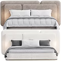 Modern Upholstered Double Bed With White Sheets Gray Pillows And Soft Blanket Design