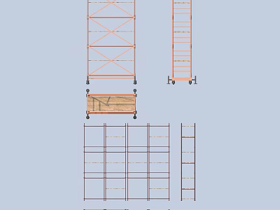 Heavy Duty Metal Storage Racks Mobile Shelves With Wheels Wooden Crate And Ladders 3d model