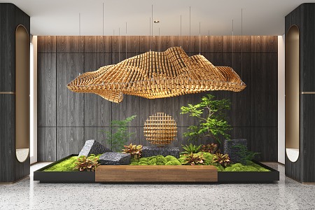 Modern indoor landscape plant moss landscape device 3d model