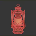 Antique Vintage Kerosene Lamp With Metal Frame And Glass Shade Design