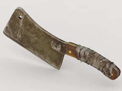Old Rusted Axe with Worn Metal Blade and Leather Wrapped Wooden Handle 3d model