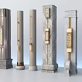 Different Styles of Decorative Columns with Marble and Metal Accents