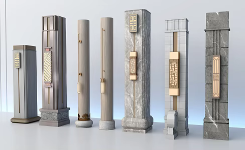 New Chinese Style Pillar Decoration Pillar Modeling Pillar Lighting Pillar 3d model