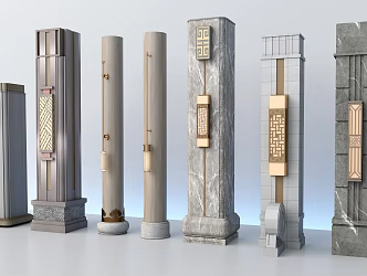 New Chinese Style Pillar Decoration Pillar Modeling Pillar Lighting Pillar 3d model