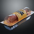 Traditional Italian Salami in Transparent Vacuum Sealed Packaging with Yellow Label