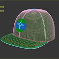 Stylish Green Casual Cap with Yellow Stitching and Red Star Logo Design