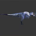 3D Pixelated Dinosaur Model With Blue Gray Scales On Dark Background 3d model