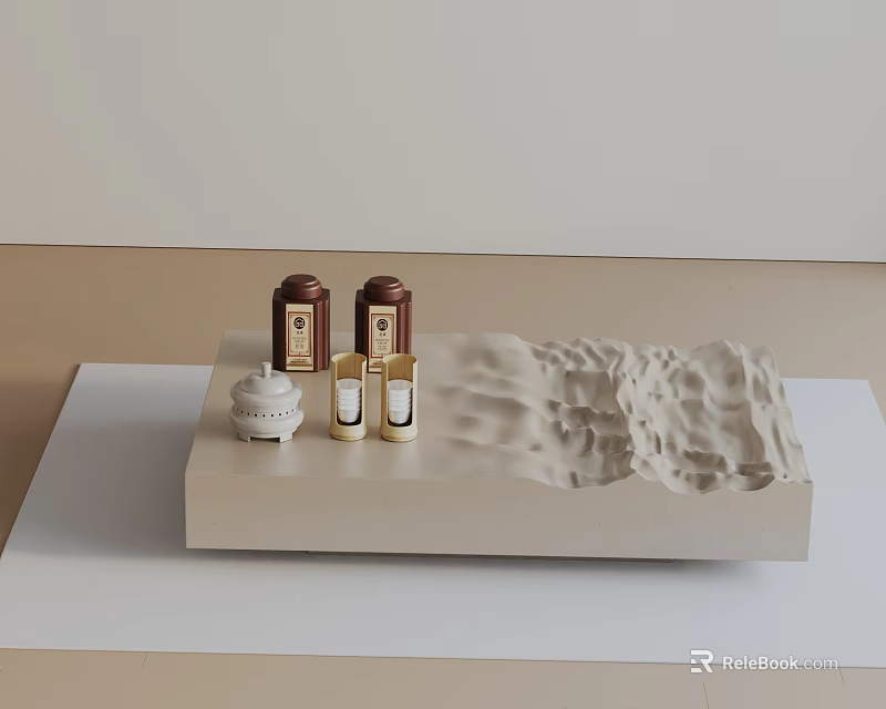 Modern Sofa Coffee Table Set With Fabric Upholstery And Wooden Top Decorative Items 3d model 