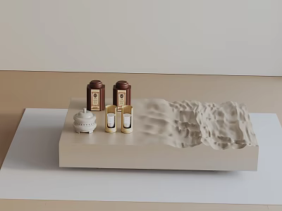 Modern Sofa Coffee Table Set With Fabric Upholstery And Wooden Top Decorative Items 3d model