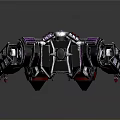 Black Red Silver Mechanical Robot With Spiked Arms Legs And Purple Emblem
