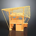 Wooden Architectural Model With Frame Structure Sloped Roof And Support Beams