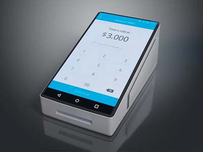 Business Equipment Payment Terminal With Digital Display Numeric Keypad And Total Amount 3d model