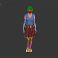 Woman Standing in Pink Vest White Shirt Red Skirt White Socks and Black Shoes