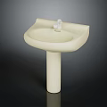 White Pedestal Washbasin With Modern Design Simple Structure And Chrome Faucet